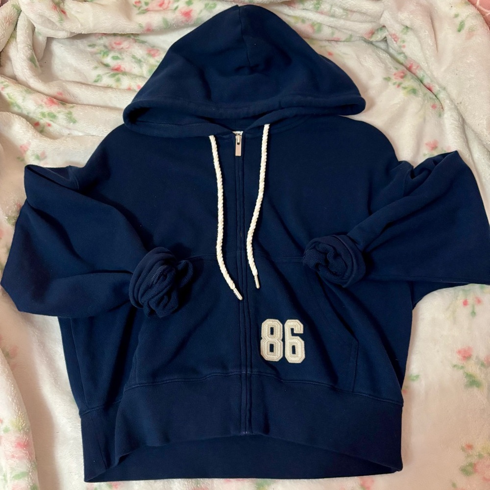 PINK Victoria's Secret Dark Blue Ivy Terry Hoodie Y2K Size Small